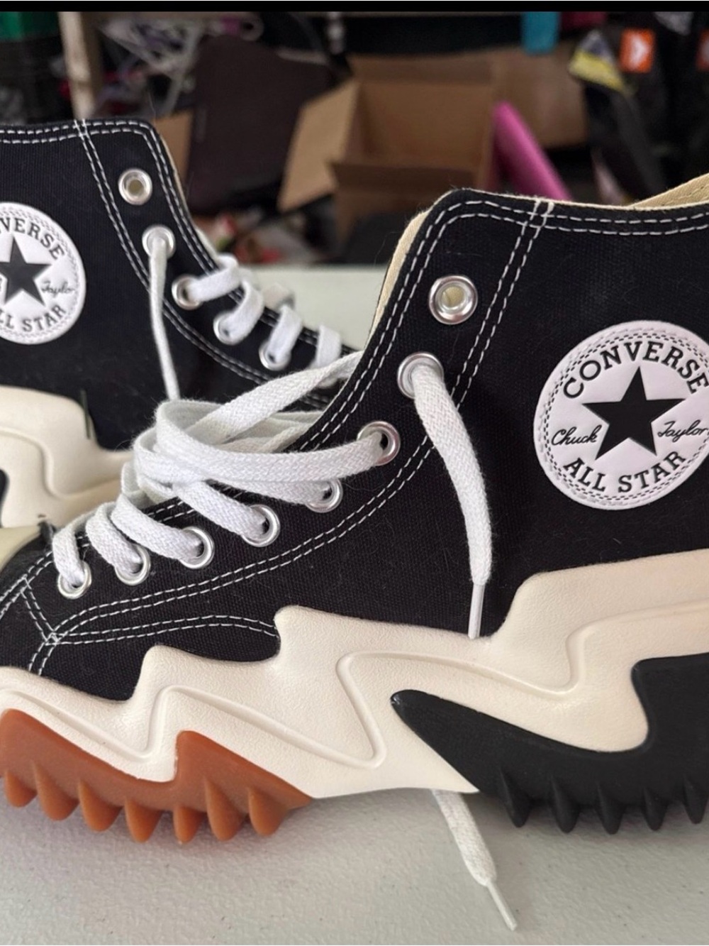 Converse Black and White High Top Chunky Sole Sneakers
